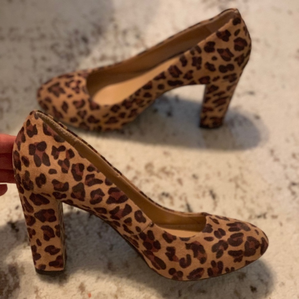 Leopard chunky heels